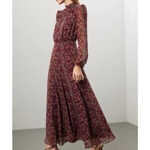SALONI Jacqui B Dress in Burgundy and Pink
